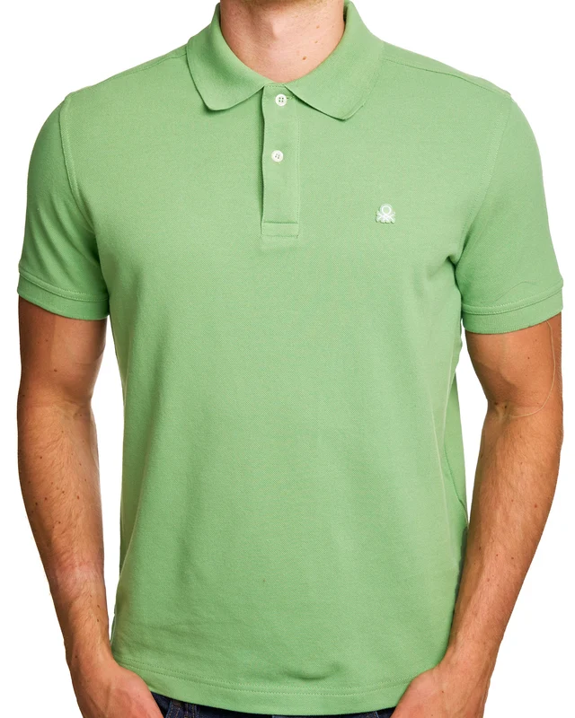 Benetton Polo Shirt Tonal Light Green 2XL