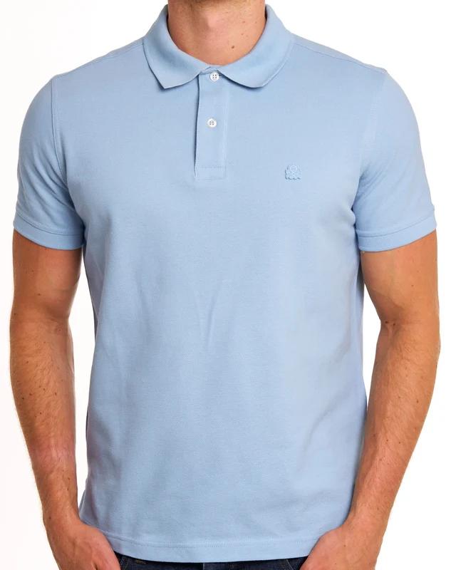 Benetton Polo Shirt Tonal Dusky Sky 2XL
