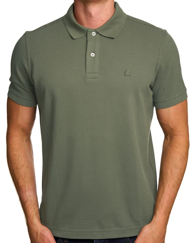 Benetton Polo Shirt Tonal Khaki M