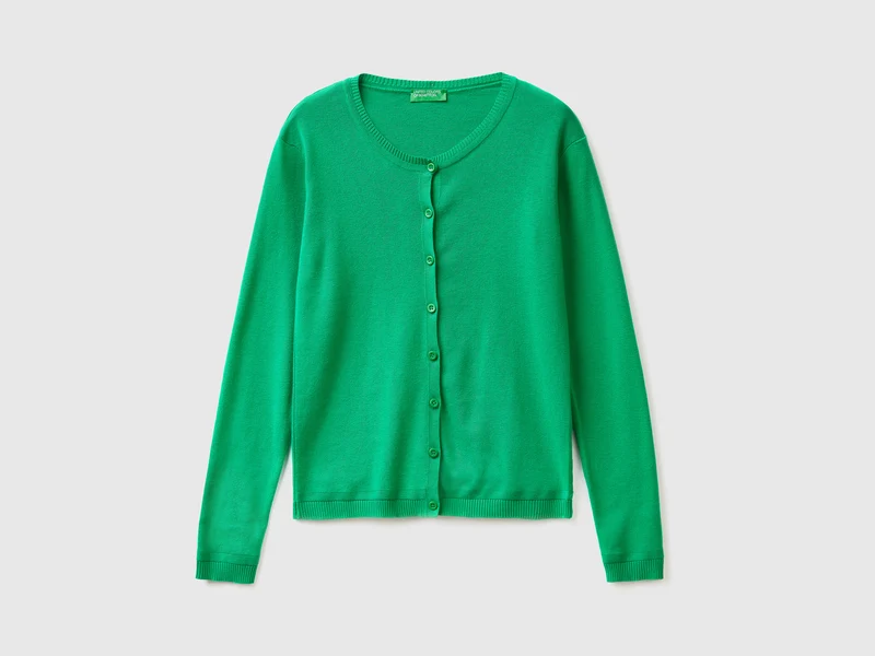 Cardigan girocollo in puro cotone L