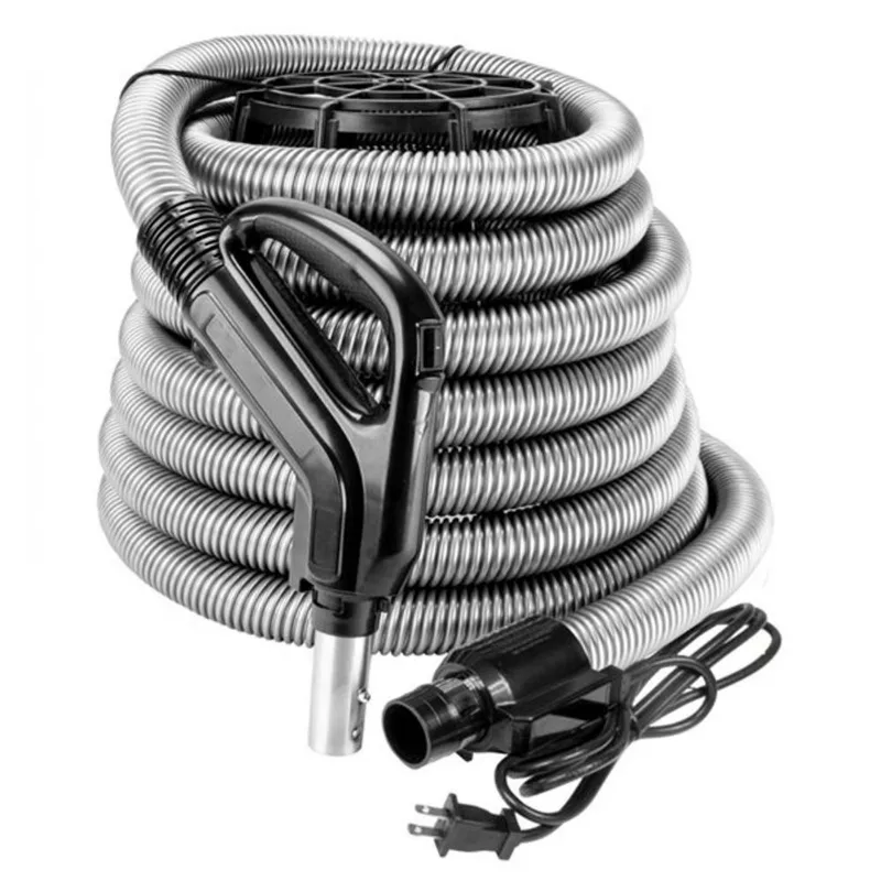 VPC 35-ft Silver Central Vacuum High-Voltage Electric Hose - Standard Inlets