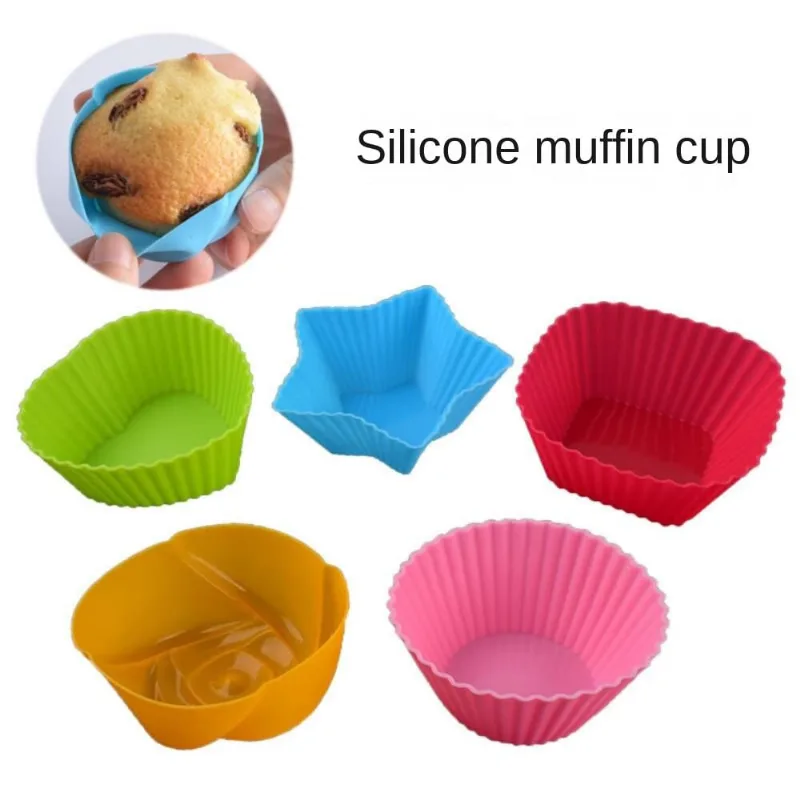 40pcs Round Love Square Rose Star Muffin Cup, 7cm De Silicone