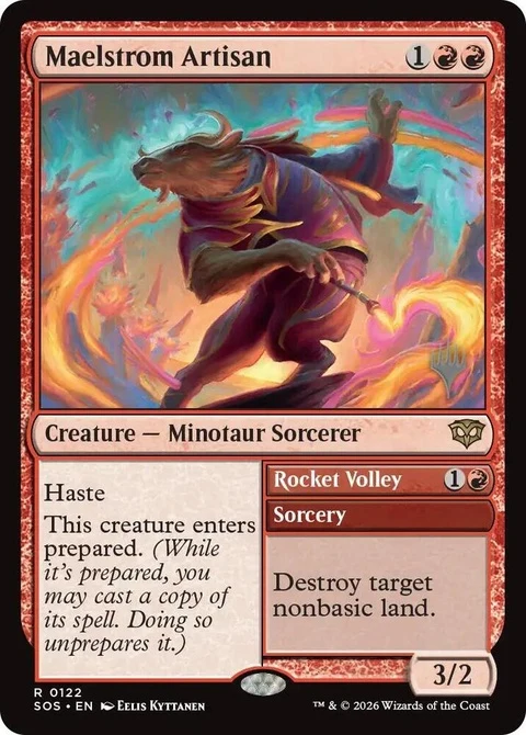 Maelstrom Artisan // Rocket Volley (122p) - Planeswalker Stamped Non-Foil / Near Mint
