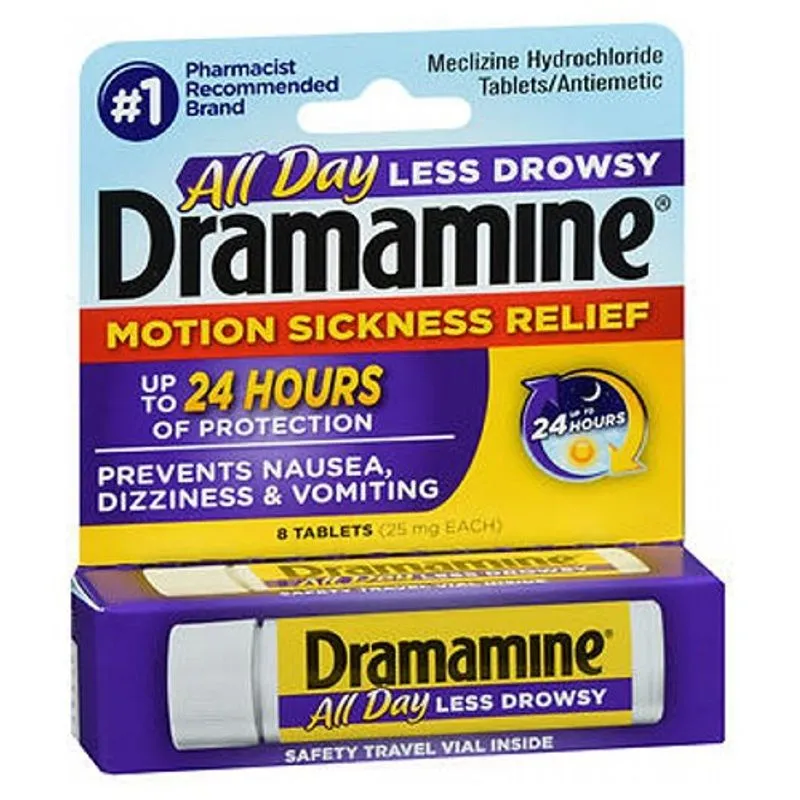 Comprimidos De Dramamine Less Drowsy Formula 8 Tabs Da Med Tech Products (pacote Com 2)
