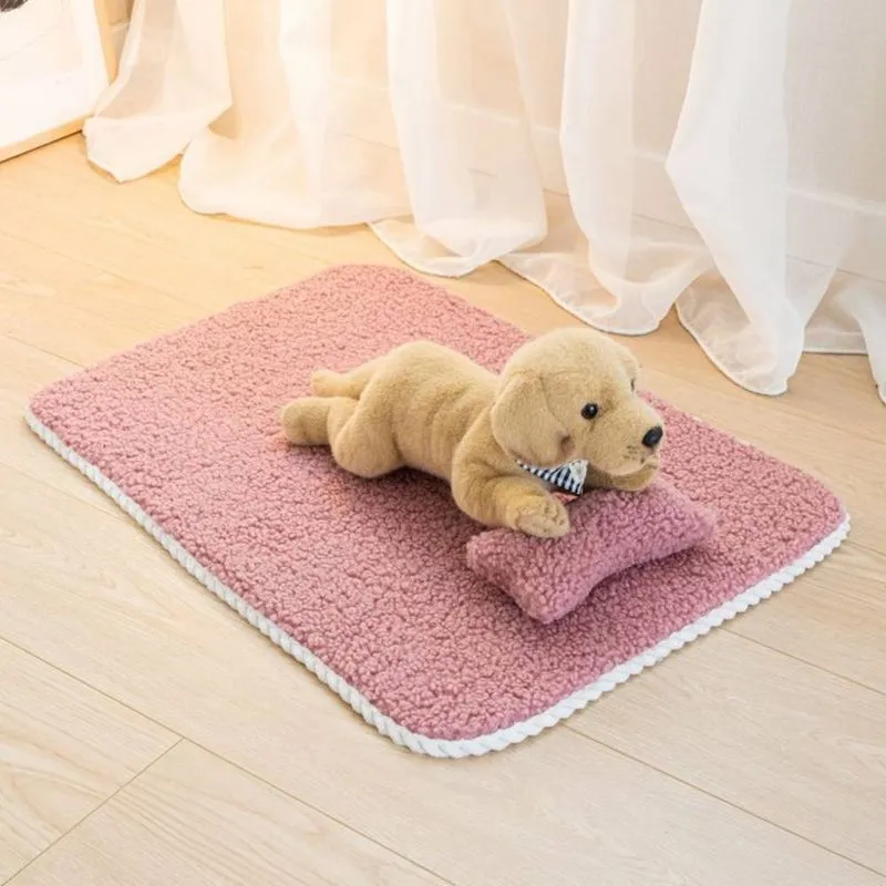 Simples Cor Sólida Lamb Velvet Dog Pad, Outono E Inverno
