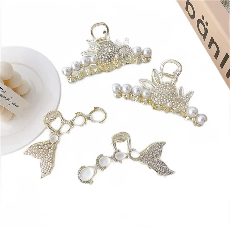 4pcs Resin Hair Clips, Retrô, Luxuoso, Clássico E Doce