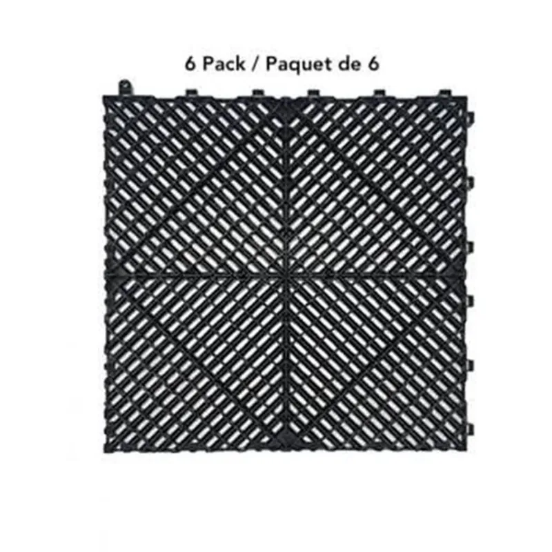 CarTrax FX 6-Piece 15.75 x 15.75-in Black Ribbed Garage Tile