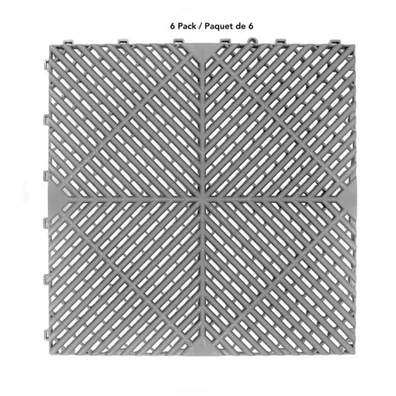 CarTrax FX 6-Piece 15.75 x 15.75-in Light Ribbed Grey Garage Tile
