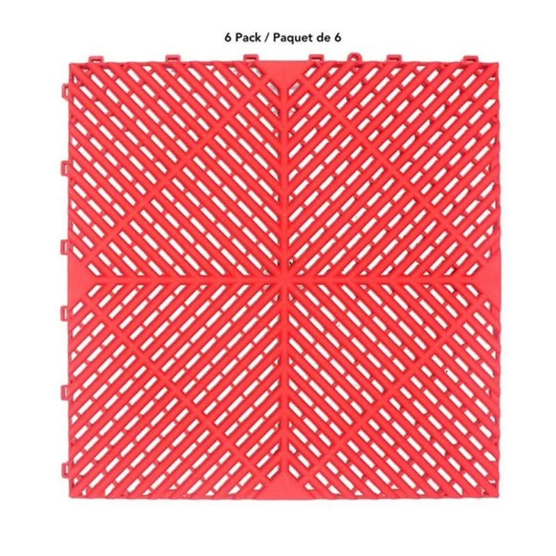CarTrax FX 6-Piece 15.75 x 15.75-in Red Ribbed Garage Tile
