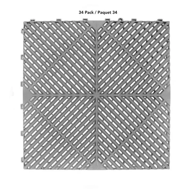 CarTrax FX 34-Piece 15.75 x 15.75-in Light Grey Ribbed Garage Tile