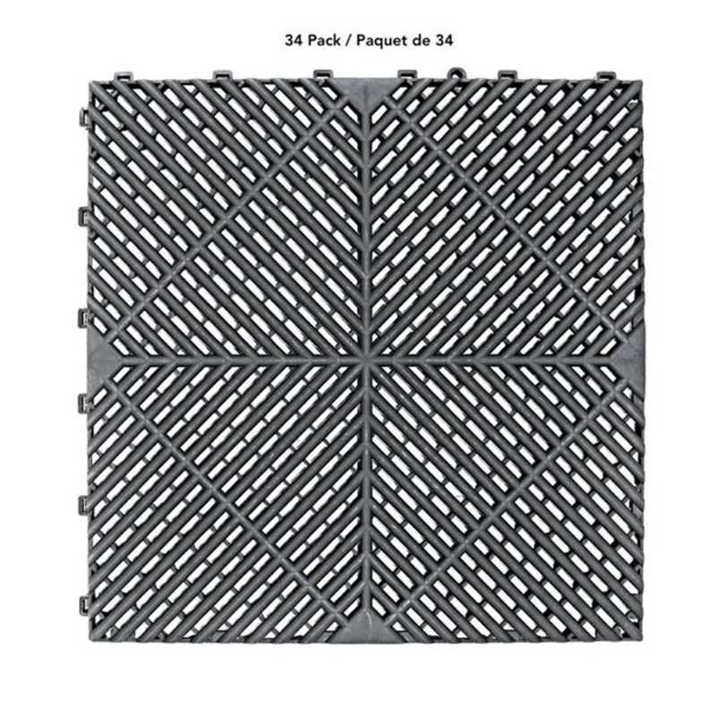 CarTrax FX 34-Piece 15.75 x 15.75-in Charcoal Grey Ribbed Garage Tile