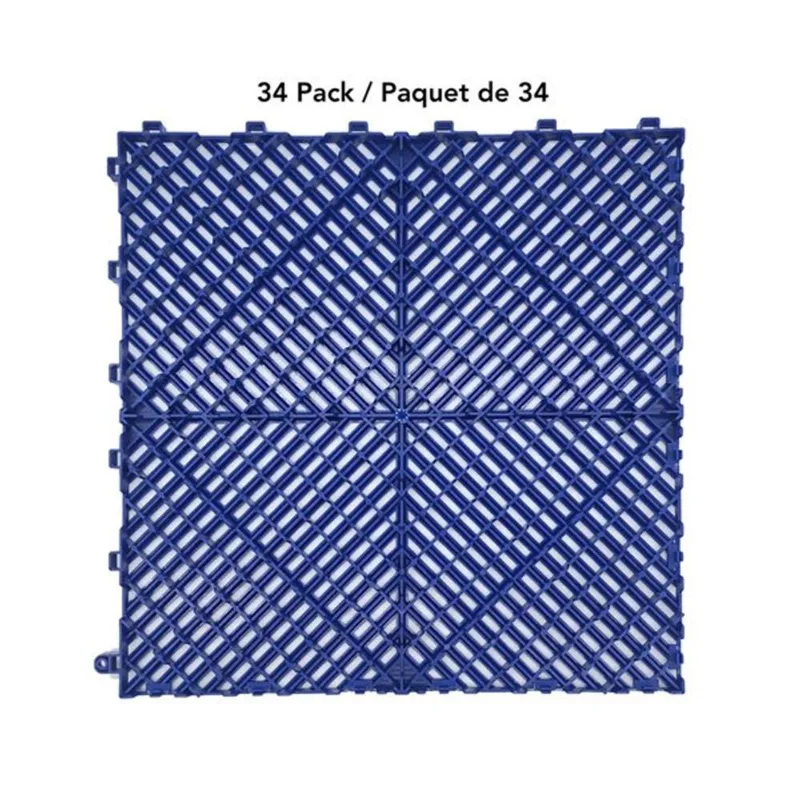 CarTrax FX 34-Piece 15.75 x 15.75-in Blue Ribbed Garage Tile