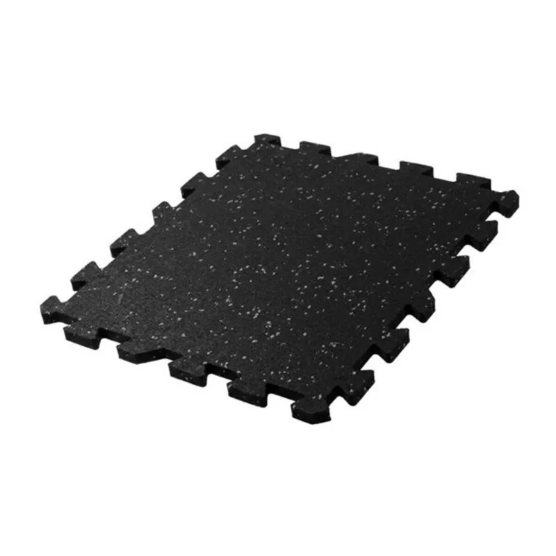 RubberBox Fitness RubberMax Interlock Rubber Gym Tiles 8-mm Black/Grey Speckle - 8-Pack