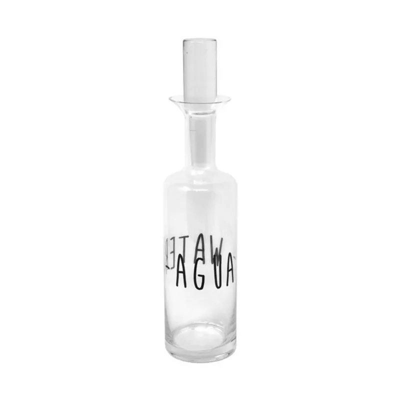 Garrafa de Vidro Decorativa Água Sucos Bebidas Water Design Moderno Objeto Decoração Cristal Resistente Cozinha Bar 800ml