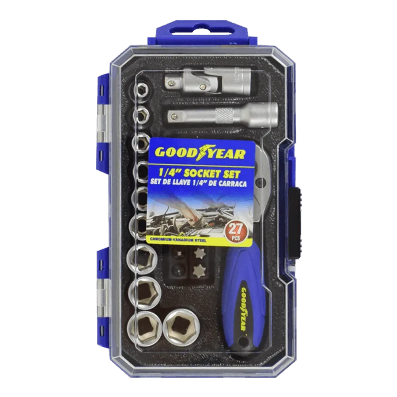 Socket ¼''|27 Piezas Set Socket Goodyear 27pzas