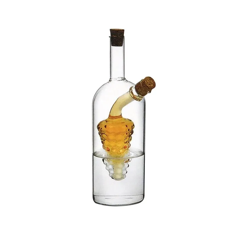 Galheteiro de Cristal 2 em 1 Garrafa Azeiteiro Vinagreiro Presente Porta Temperos Vidro Azeite Óleo Vinagre Molhos Cozinha