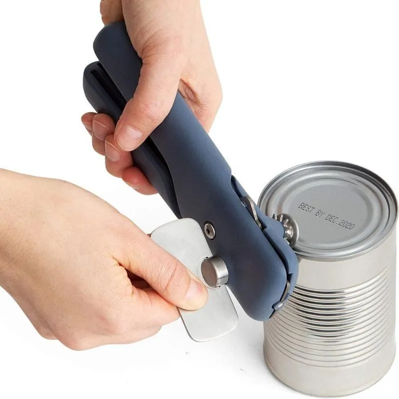 Abridor De Latas Giro Fácil Cozinha Prática Inox Azul Chef'n