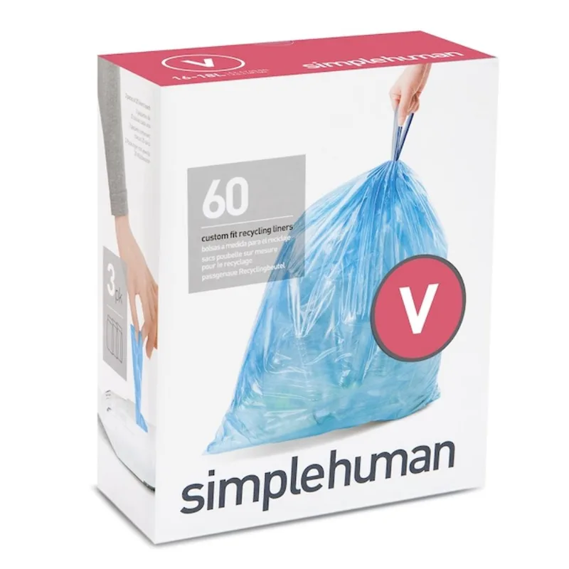 Simplehuman Code V 60-Pack 4.7 Gallons Blue Outdoor Recycling Trash Bags