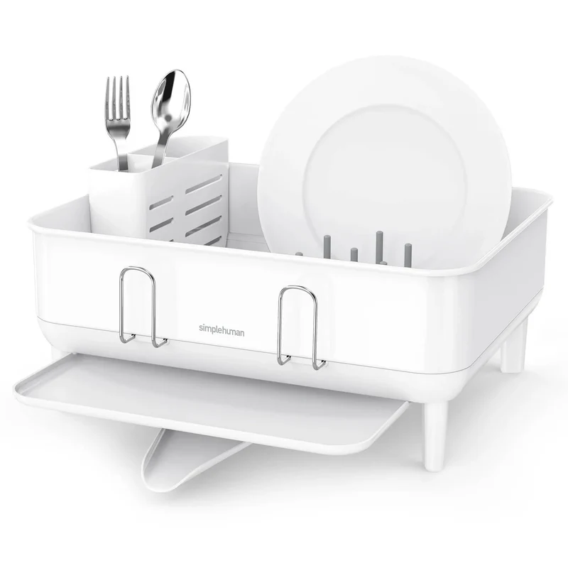 Compact Kitchen Dish Drying Rack with Swivel Spout Open Box