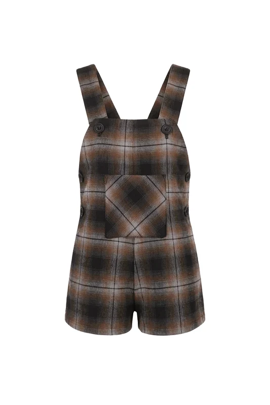 PERNILLE BROWN OMBRE PLAID POCKET OVERALLS 2