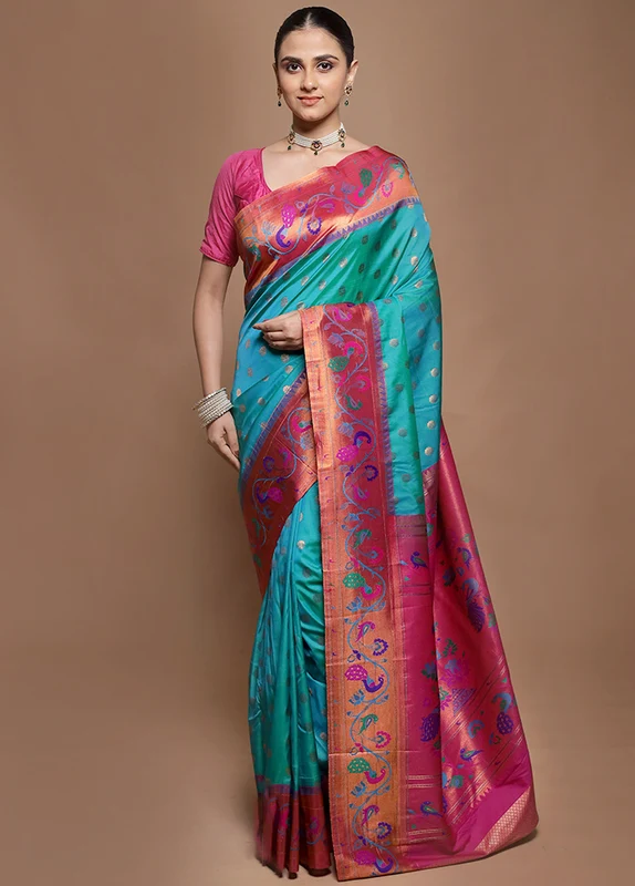 Green Kanjivaram Silk Saree With Blouse Piece Onesize