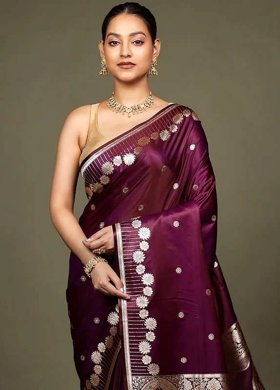 Pink Banarasi Silk Saree With Blouse Piece Onesize