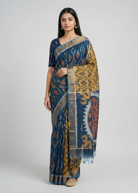 Multicolor Pure Cotton Saree With Blouse Piece One Size