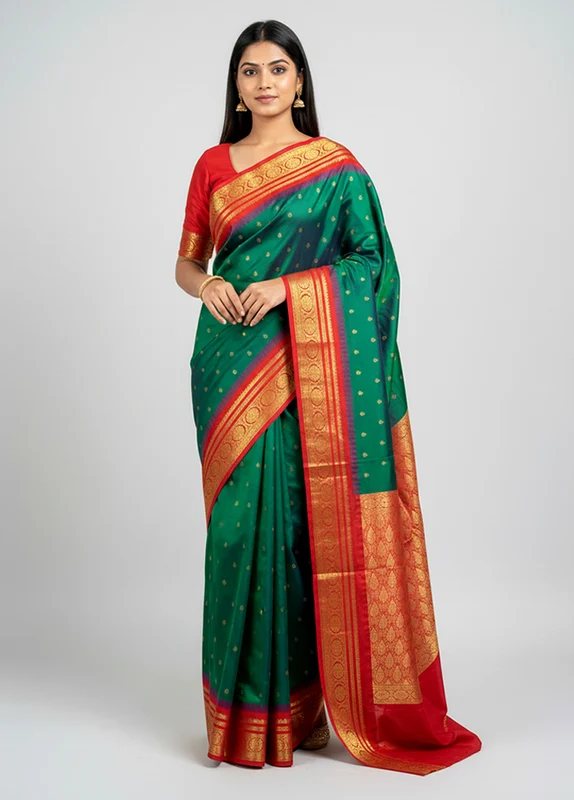 Blue Handloom Kanjivaram Pure Silk Saree With Blouse Piece One Size
