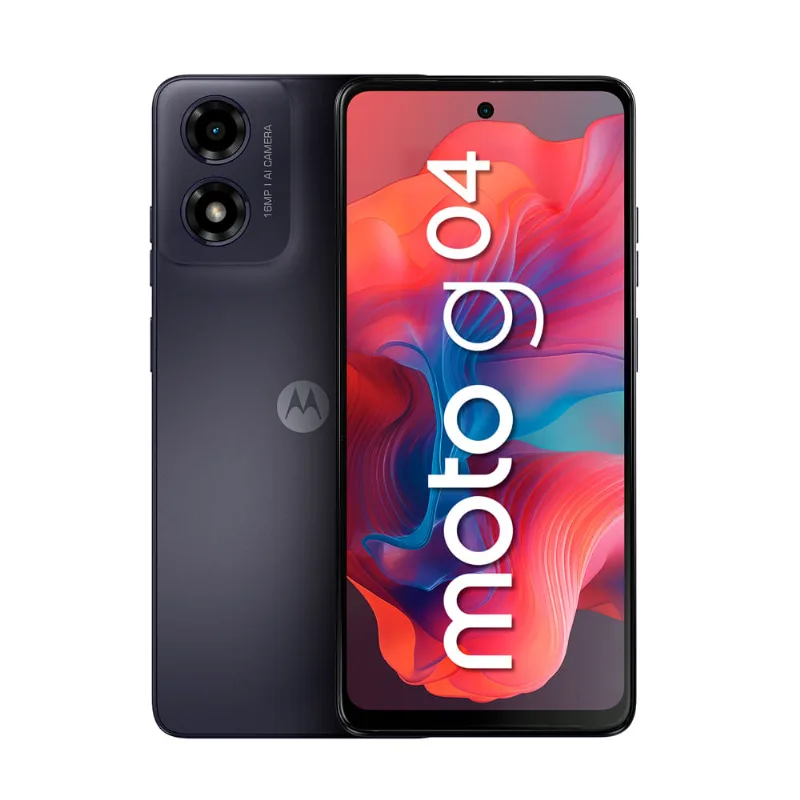 Celular Motorola G04 128GB 4GB RAM Negro Pantalla LCD HD+ IA Batería 5000 mAh