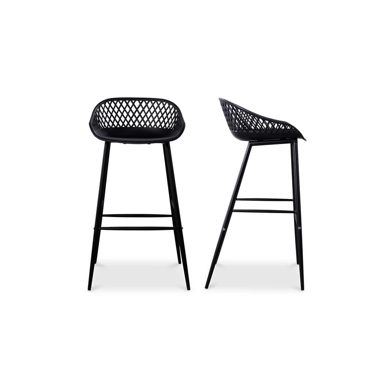 Moe's Home Collection - Piazza Outdoor Barstool Black-Set Of Two - QX-1004-02 Black / 44.5" X 44.5" X 32.5"