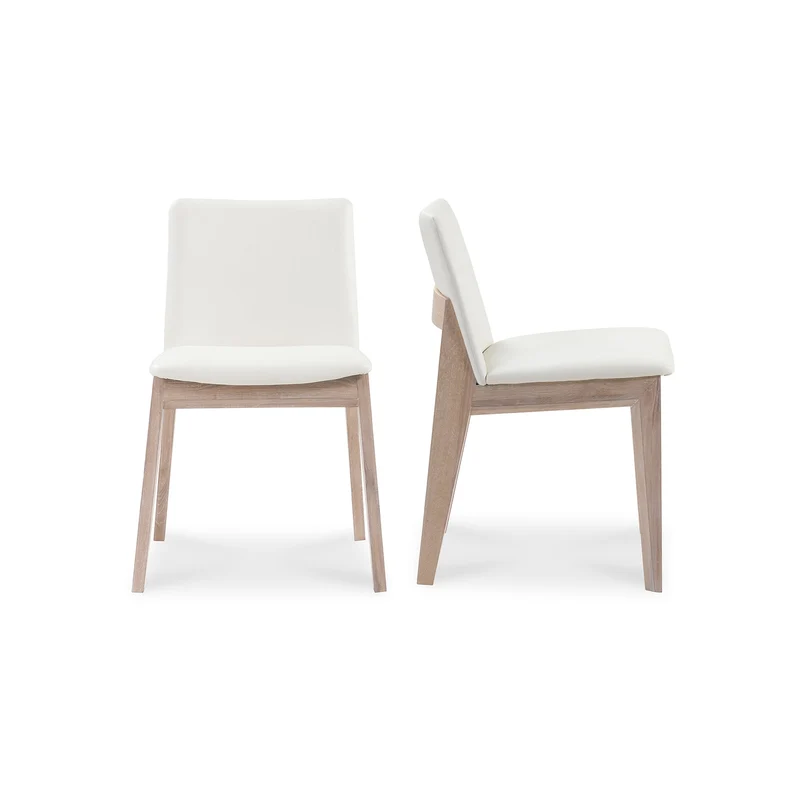 Moe's Home Collection - Deco Oak Dining Chair White Pvc-Set Of Two - BC-1086-05 White / 95" X 39" X 27.5"