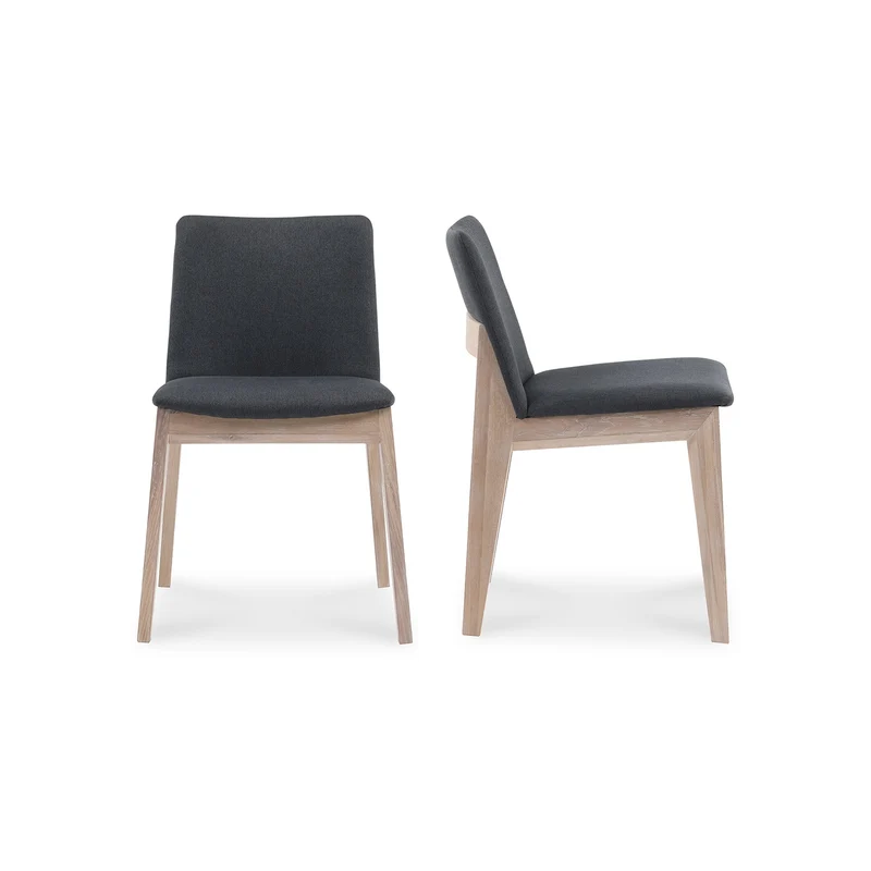 Moe's Home Collection - Deco Oak Dining Chair Dark Grey-Set Of Two - BC-1086-25 Grey / 43.5" X 43.5" X 21"