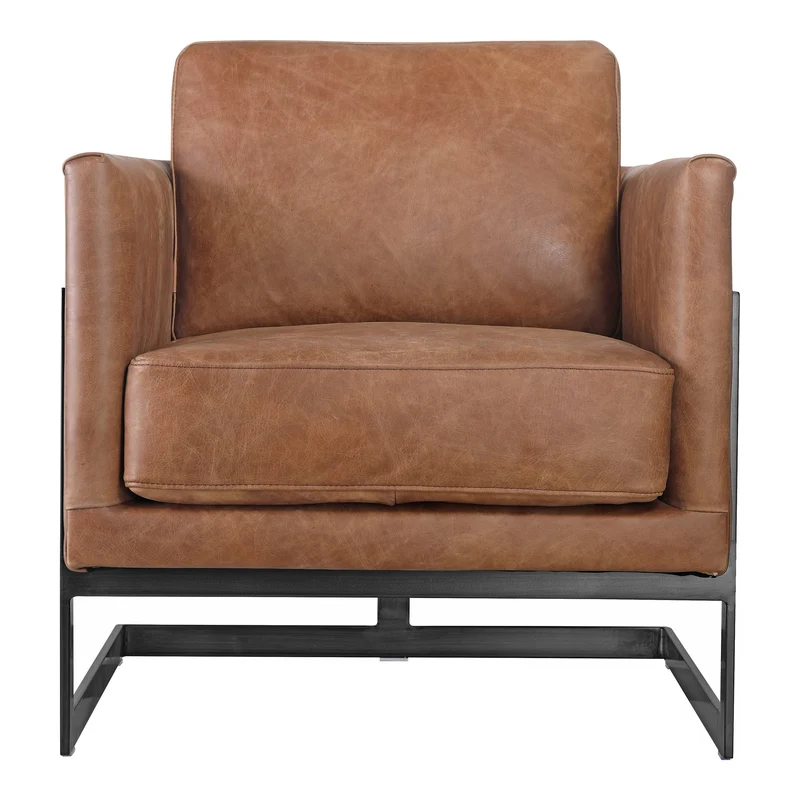 Moe's Home Collection - Luxley Club Chair Open Road Brown Leather - PK-1082-14 Brown / 40" X 40" X 12"