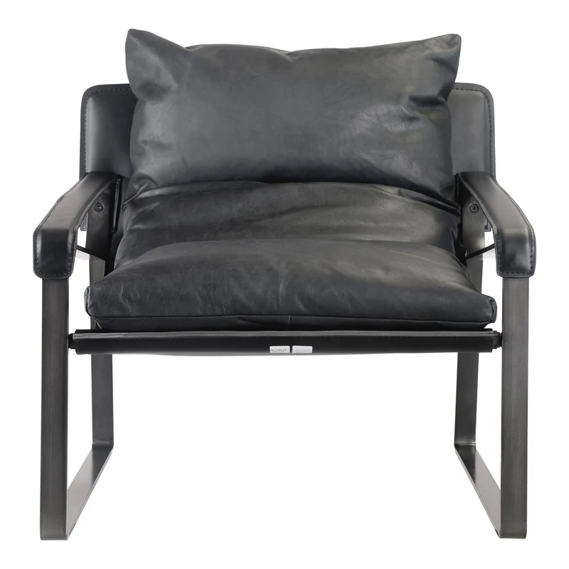 Moe's Home Collection - Connor Club Chair Onyx Black Leather - PK-1044-02 Black / 18" X 18" X 16"