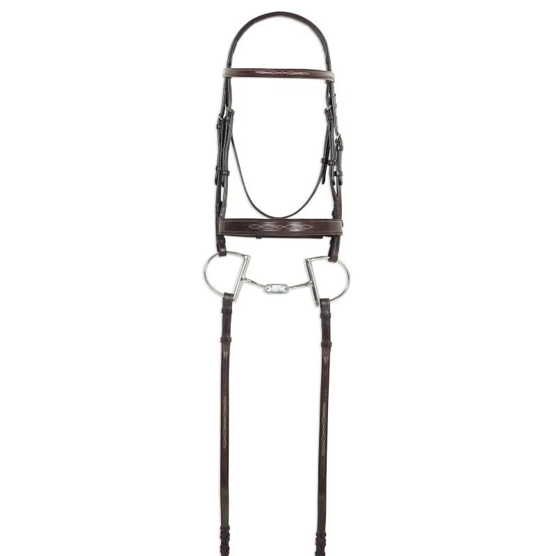 Ovation Comfort Crown Fancy Wide Flat Bridle Brown / Oversize