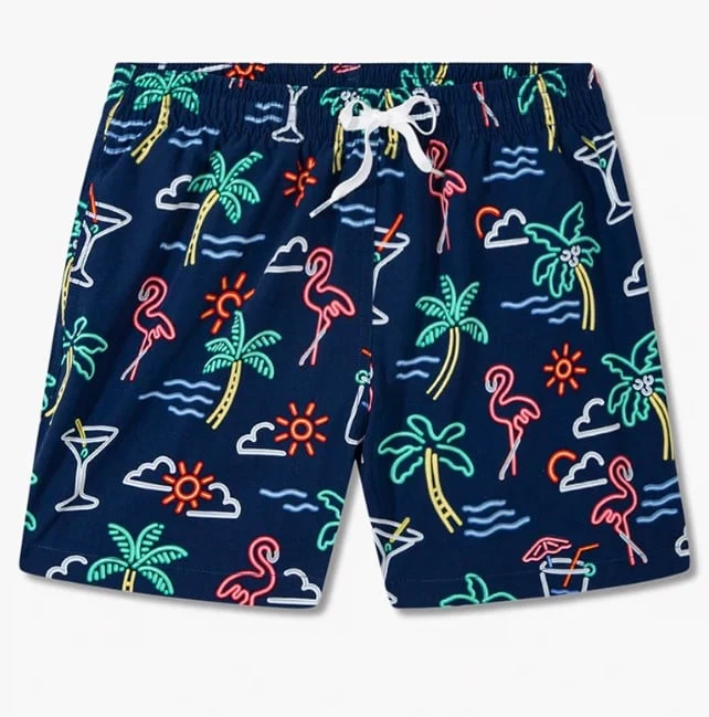 Chubbies Men's Neon Light Swim Trunks ZP-7" NAVY / MED