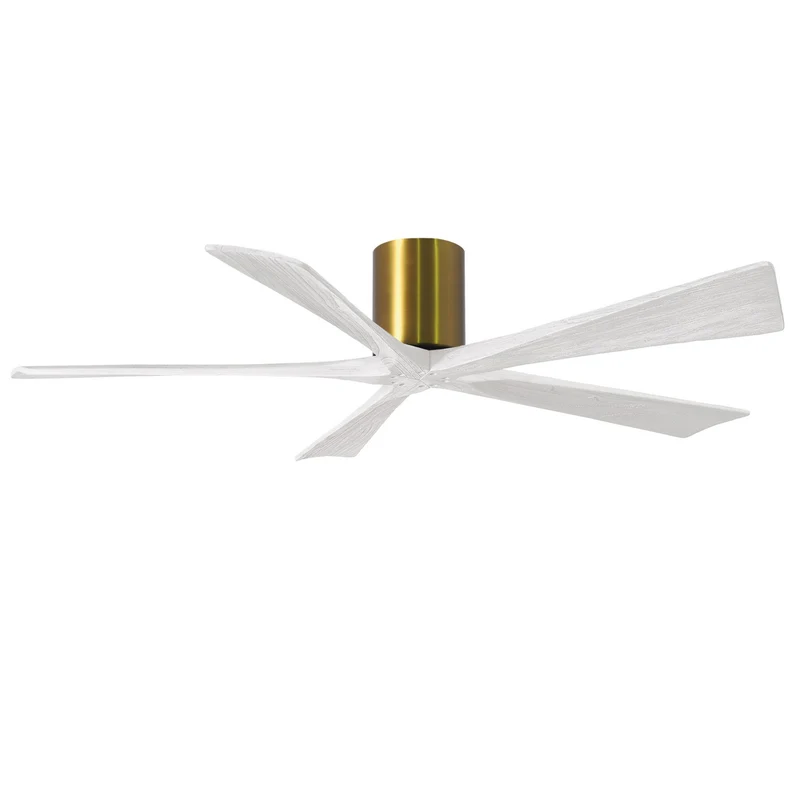 Matthews Irene 5H 60 in 5-Blade Indoor Hugger Ceiling Fan DC Brushed Brass / Matte White