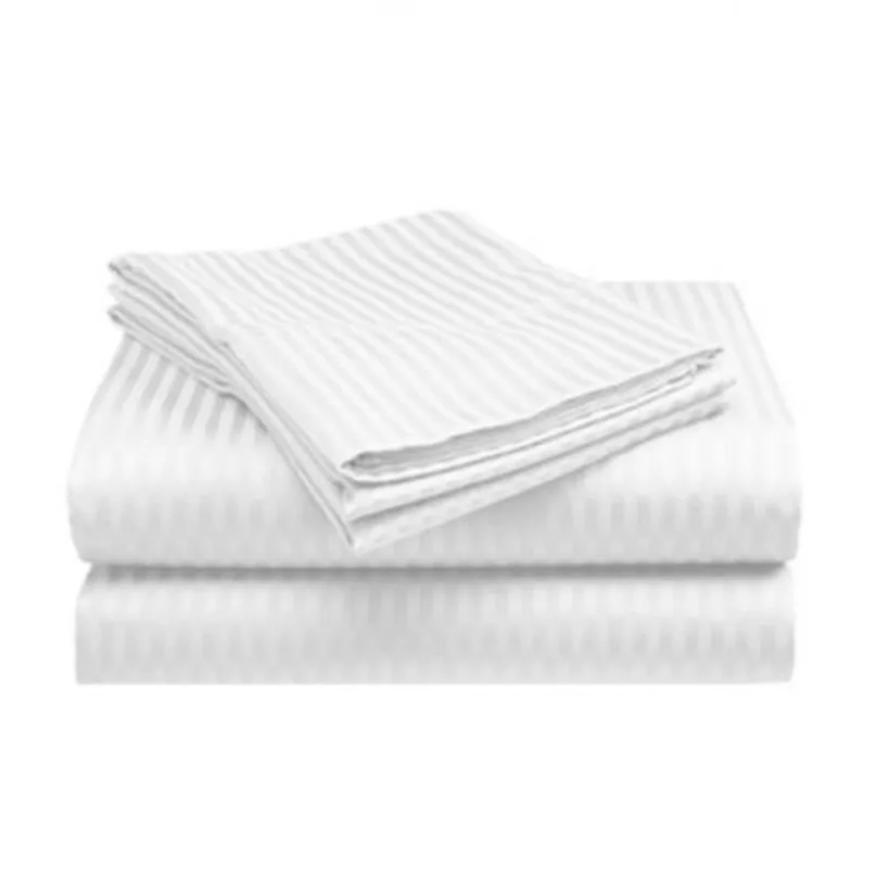 Juego De Sábanas Rayas Sencillo Blanco Algodón 300H