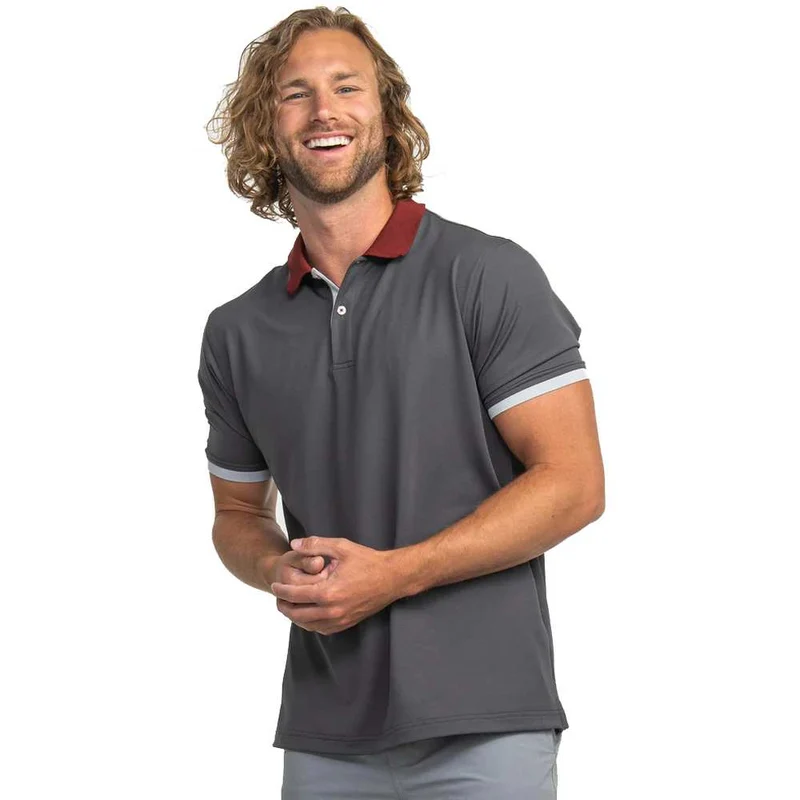 Men's Retro Ribbed Cuff Polo RED COAL / XLRG