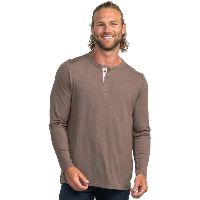 Southern Shirt Men's Max Comfort Long Sleeve Henley CHOCOLATE BARK / LARG