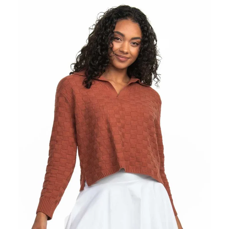Southern Shirt Women's Textured Knit Polo Sweater CHUTNEY / SM