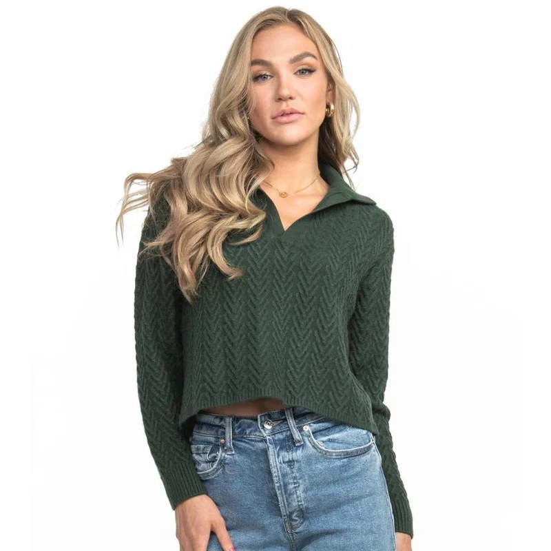 Southern Shirt Women's Textured Knit Polo Sweater SYCAMORE / XLRG