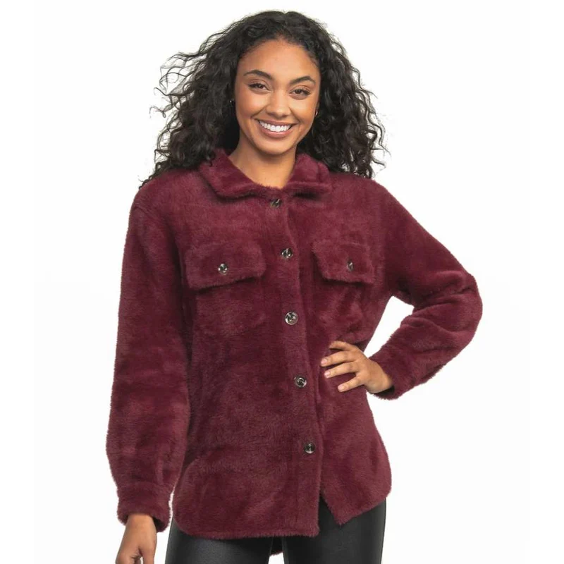 Southern Shirt Women's Feather Knit Shacket BORDEAUX / SM