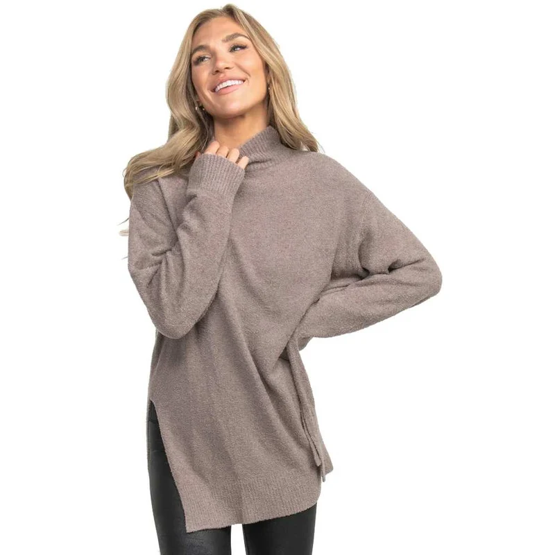 Southern Shirt Women's Dreamluxe Notched Turtleneck Sweater EMBER BROWN / XS