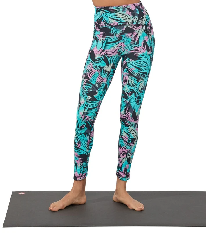 Manduka Pro High Waisted 7/8 Yoga Leggings Black Tropics / S