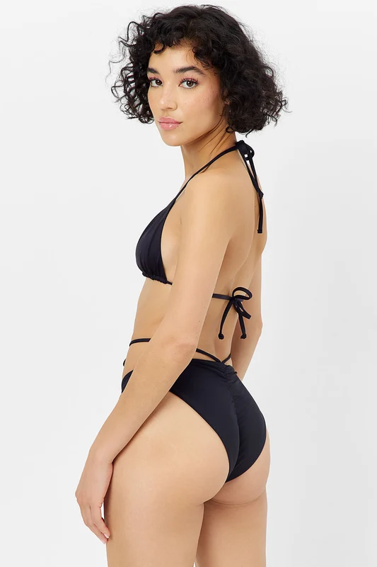 Foxy Tie Front Cheeky Bikini Bottom - Black Black / M