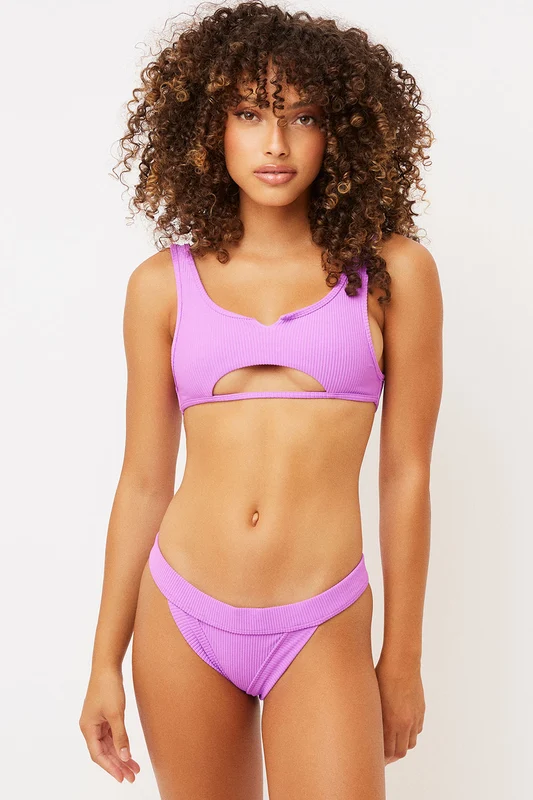 Cole Ribbed Scoop Bikini Top - Passionfruit Passionfruit / L