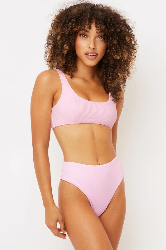 Connor Ribbed Scoop Bikini Top - Love Pink Love Pink / XS