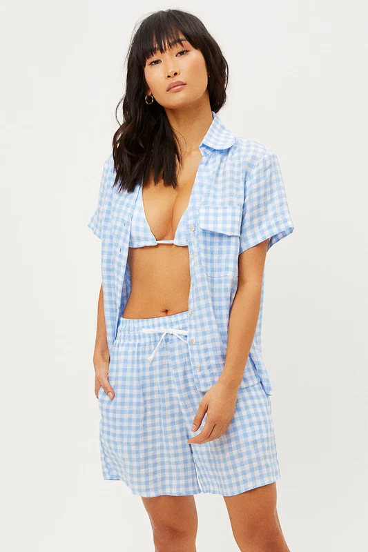 Lou Button Up Top - Bluebell Bluebell / L