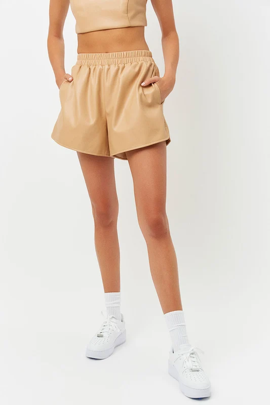 Rusty Vegan Leather Shorts - Earth Earth / L